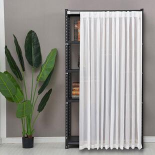 铁架子遮挡纱帘置物架厨房储物柜遮丑帘子书架防尘帘免打孔滑轨式