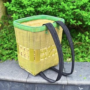 金竹双层背篼 精编双层竹背篓手工竹编家用大理旅拍背篼买菜竹