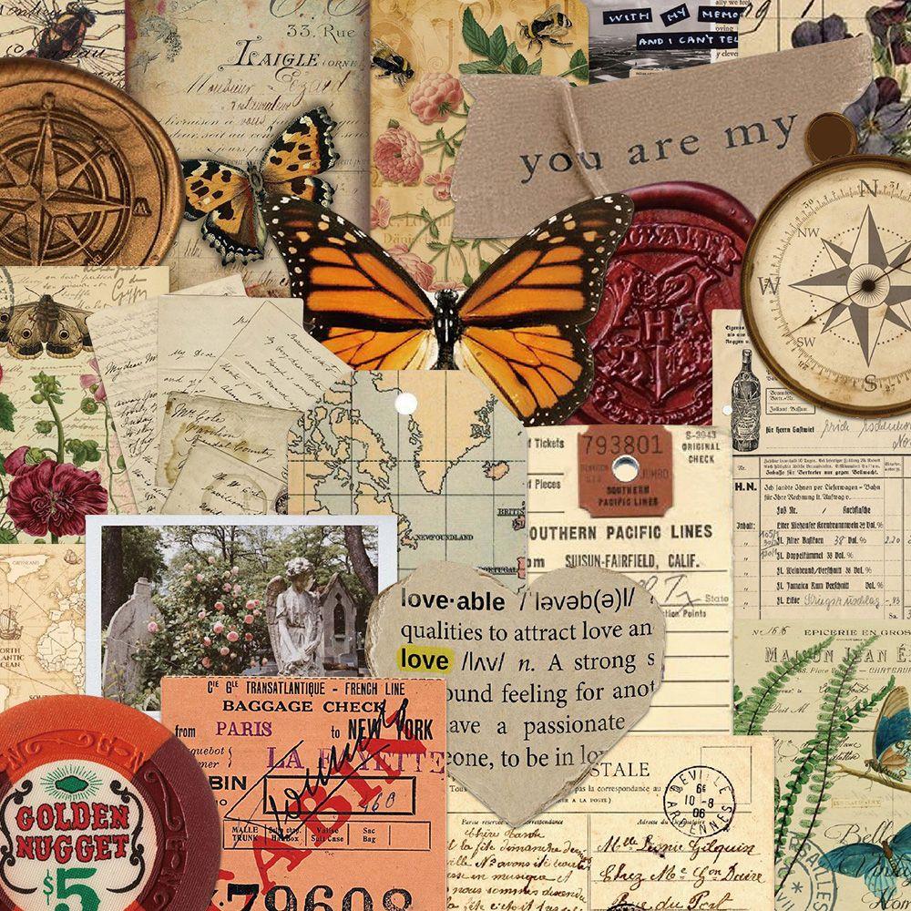 50覆古文件文学贴纸在怀旧创意手册手机壳笔记本装饰防水贴纸