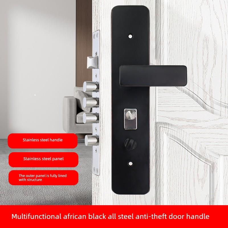 万能多功能防盗门把手双弹簧入口门铁门不锈钢面板锁配件