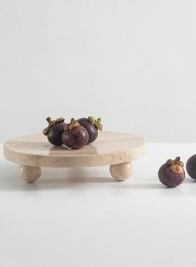 简约侘寂风大理石几何装饰摆饰收纳托 托盘高脚果盘客厅茶几酒柜