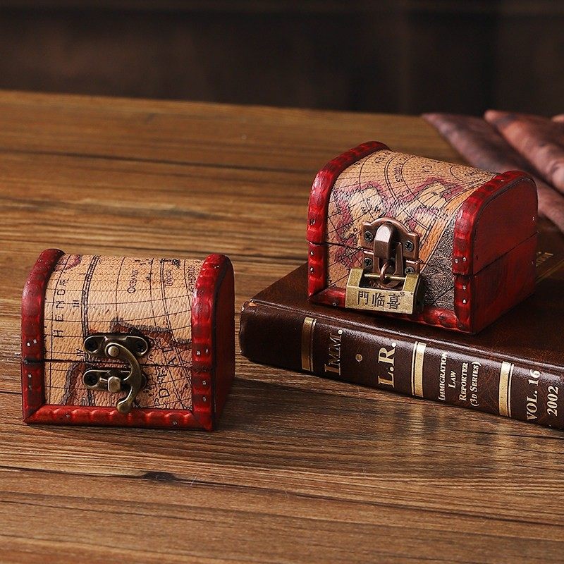 复古迷你带锁木质收纳盒夜市摆摊橱柜展示盒家居首饰收纳礼品盒,收纳整理,桌面收纳盒,淘宝优惠券,粉丝福利购,淘宝优惠卷