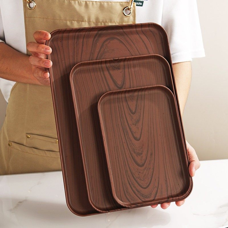彷木纹长方形托盘ins餐盘家用茶盘水杯收纳盘咖啡厅蛋糕甜品托盘,餐饮具,餐用托盘,淘宝优惠券,粉丝福利购,淘宝优惠卷