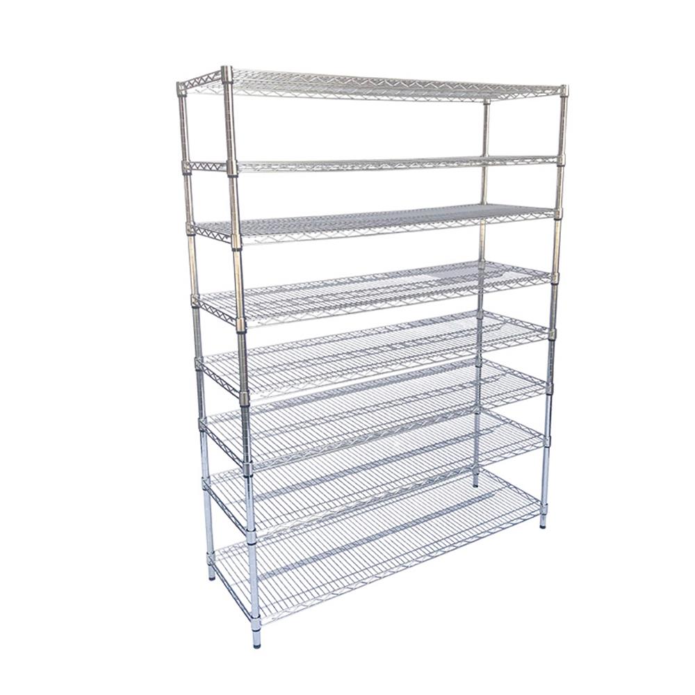 仓库置物架多层带轮移动货架镀铬不锈钢色物料架可组合拆卸储物架