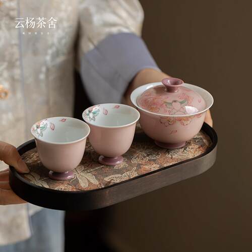 云杨茶舍筝筝日上二才盖碗茶杯大陶瓷单个高档家用泡茶碗功夫茶具