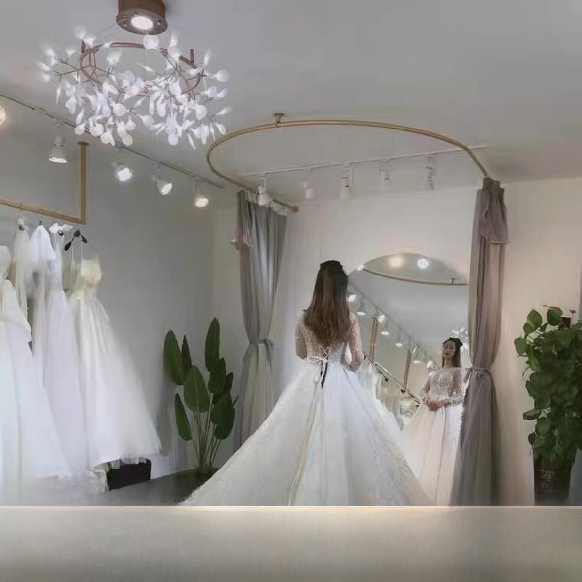 婚纱店试衣间试衣间简易u型环架隔断布杆服装店试衣间C支架