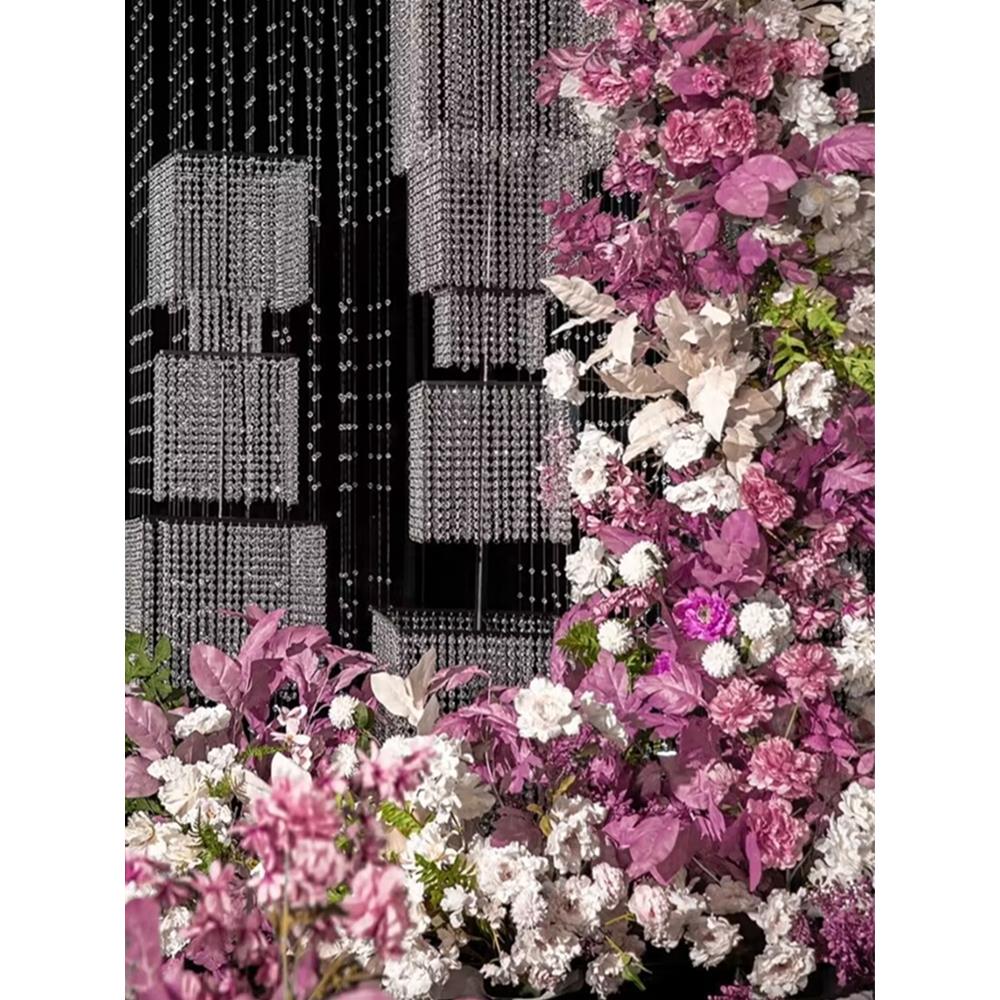 水晶珠帘昭华路引婚礼现场吊顶布置道具婚礼堂舞台摆件水晶串婚礼