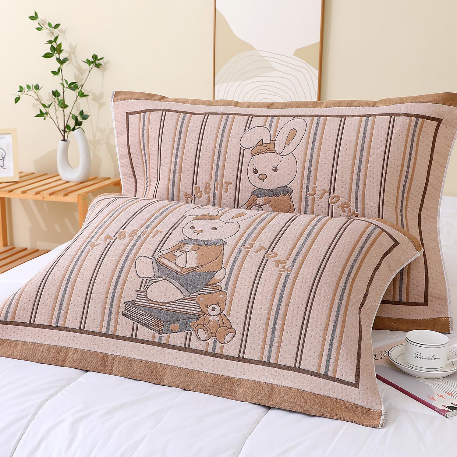 【细纱枕巾一对装】精梳棉新款耐磨成人枕头巾棉纱布吸汗加厚盖巾