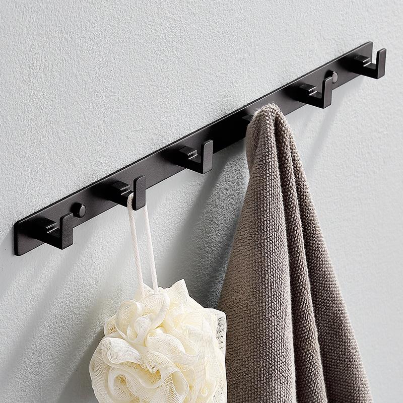 衣钩排钩墙壁 免打孔卫生间置物架 门后衣柜衣帽钩不锈钢浴室挂钩