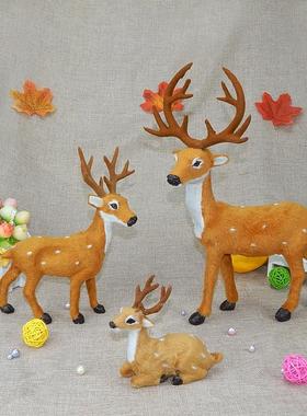 仿真梅花鹿模型圣诞夫妻鹿玩偶公仔森系田园摄影道具书房创意摆件