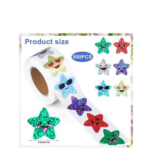 喜怒哀乐五角星贴纸镭射奖惩图表道具装饰不干胶贴纸标签自粘贴