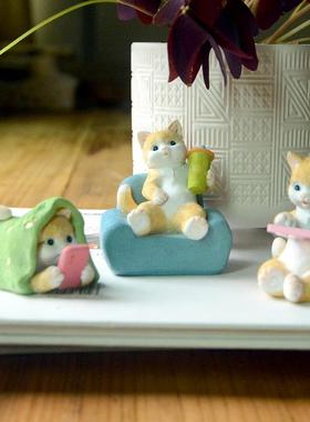 创意可爱小猫咪摆件卡通仿真动物装饰品礼物桌面送女朋友生日礼物