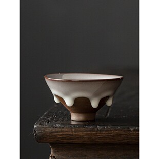 手工流动白釉大师杯单杯个人茶杯新野陶瓷家用功夫茶具杯茶碗