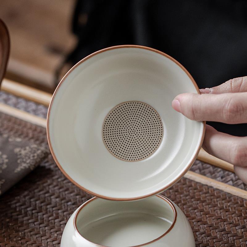 汝窑米黄茶漏茶滤茶叶过滤网茶海茶水分离隔泡公道杯陶瓷茶具配件