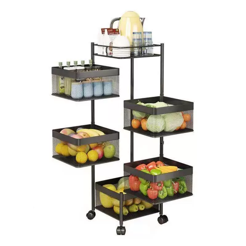 Moving rotating vegetable baskets set up a kitchen to land multi -layer home multi -functional fruit and vegetable storage rack