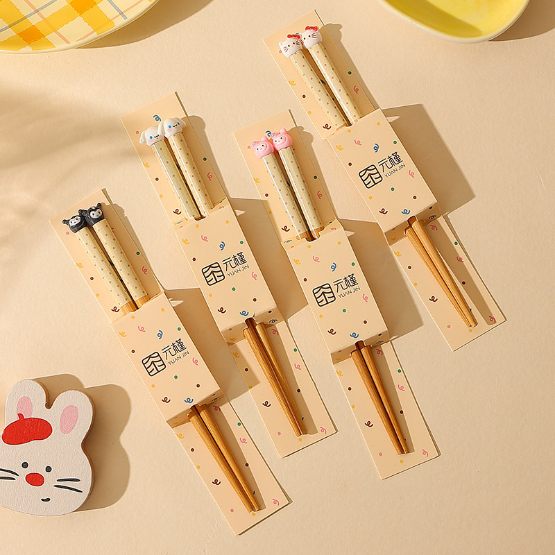 卡通木筷子可爱大人儿童家用楠竹筷子精致亲子筷一人一筷专用筷子