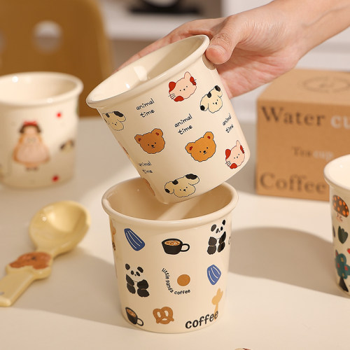 釉下彩陶瓷水杯日式手握杯高级感