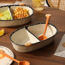 陶瓷轻食分餐盘分格大人加深分碗高颜值家用釉下彩小学生早餐盘子