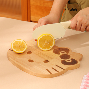 日式 实木砧板水果蔬菜辅食案板 卡通猫咪兔子切菜板防霉家用好看