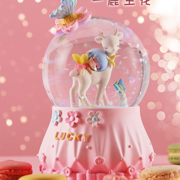 旋转木马城堡水晶球音乐盒八音盒可旋转飘雪女生女孩儿童生日礼物