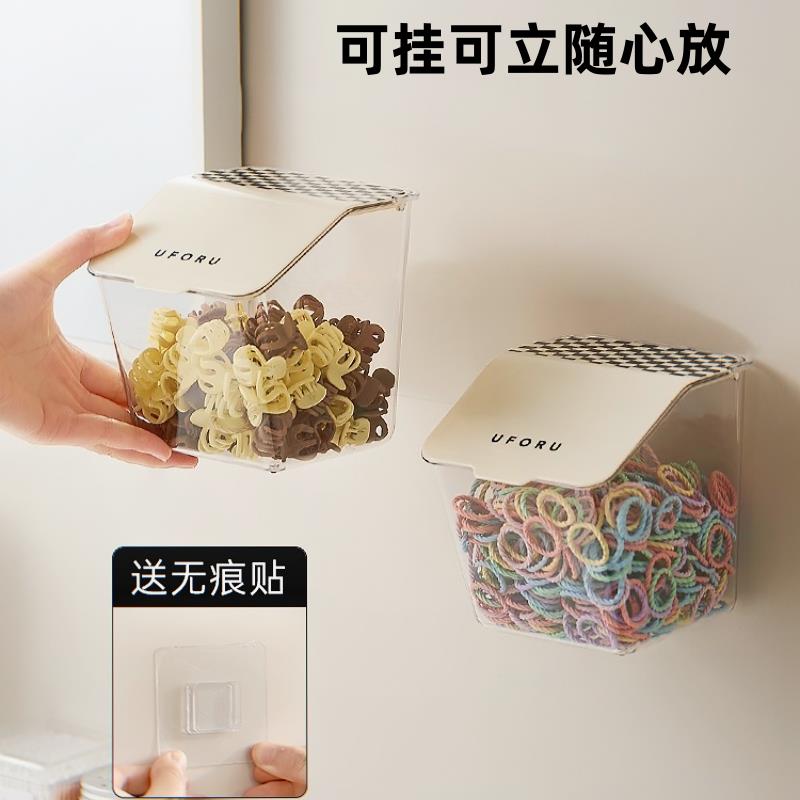 透明发饰收纳盒女生发夹头花头饰女孩子皮筋发卡发绳首饰盒壁挂式