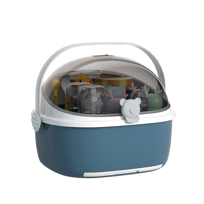 宝宝奶瓶收纳箱晾干沥水架婴儿餐具碗筷辅食收纳盒防尘便携式大号