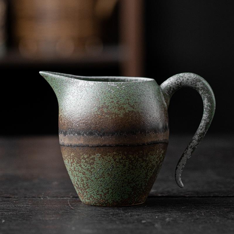 复古青铜釉公道杯茶海过滤网三件套茶杯分茶器大号匀茶陶瓷泡茶具