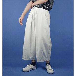 长裤 女宽松直筒白色罗卜裤 百搭全棉 九分阔腿裤 日系休闲覆古工装