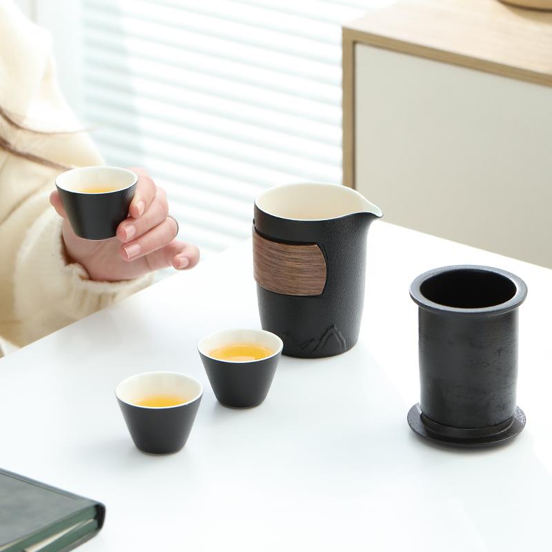 陶快客杯便携式旅行功夫茶具套装户外随身喝茶装备一壶三杯泡茶壶