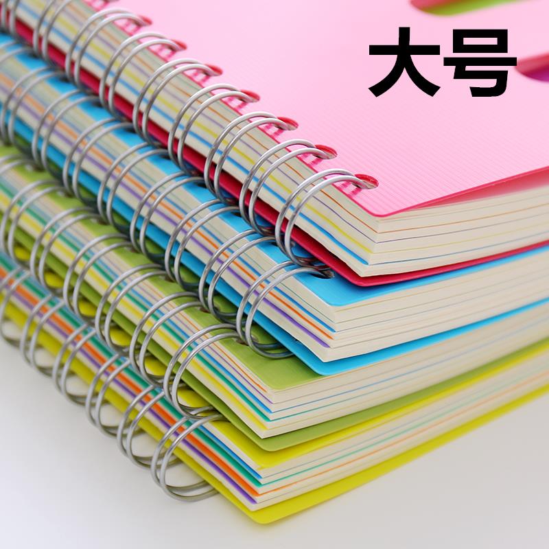 pp面线圈本侧翻加厚笔记本分类记录本螺旋记事本A5 B5日记本大号