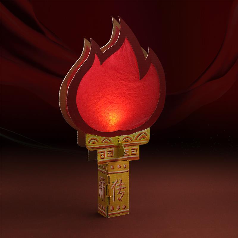 红色主题火炬模型儿童手工灯笼作品五星diy材料持道具