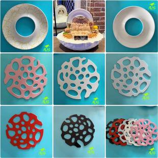 帝王蟹圆盘刺身装饰珊瑚盘网红密胺餐具立体背景盘料理盘式摆件