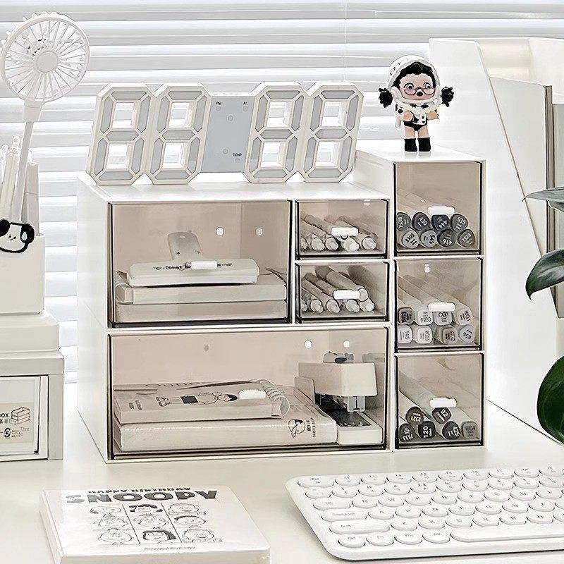 桌面抽屉收纳盒透明防尘桌文具收纳架桌面大容量整理盒亚克力盒,收纳整理,文具收纳盒,淘宝优惠券,粉丝福利购,淘宝优惠卷