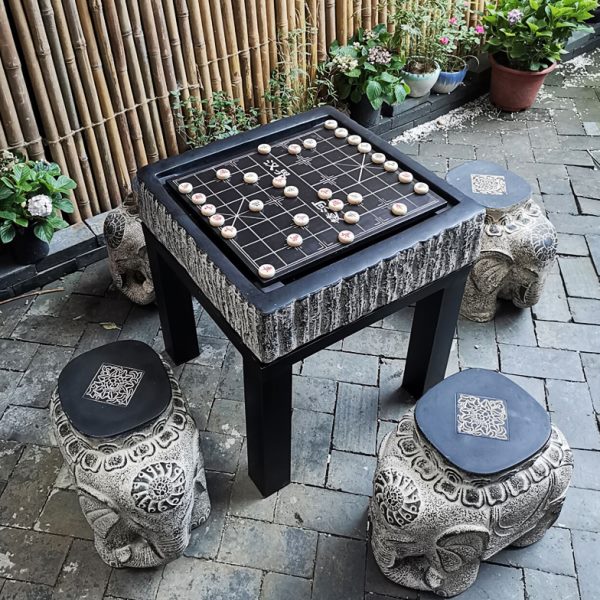 仿石雕阳台茶桌庭院落石凳石桌户外室外围棋象棋桌子花园装饰茶台