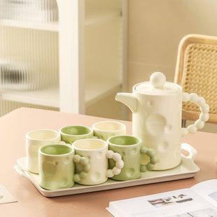 陶瓷水杯礼盒客厅风高级茶具2024新款 杯子茶杯奶油家用套装 乔迁感