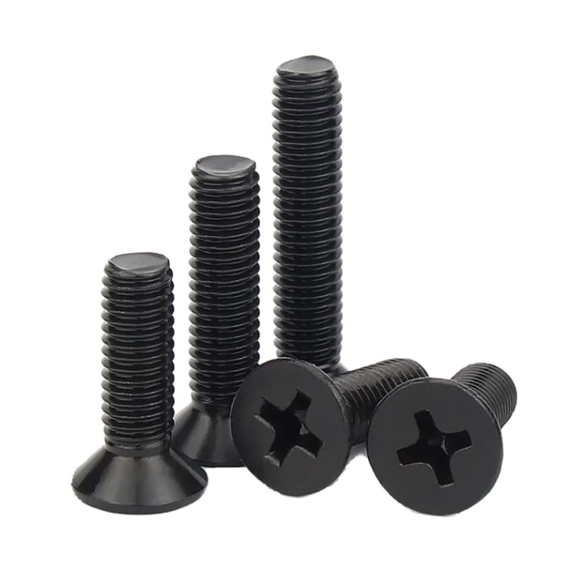 KM发黑色十字平头 沉头螺丝钉 黑锌沉头螺钉M6M5M4M3*456X8101216