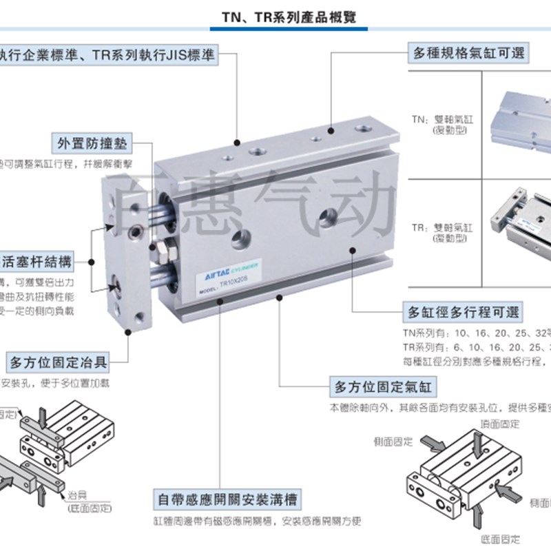 亚德客双轴气缸TR10X80S TR10X85S 10X90S 10X95S 10X100S CMSG-2