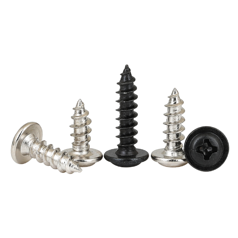 PWA 铁镀镍/黑锌圆头十字带垫自攻螺丝盘头带介螺L钉M2M2.6M3M4mm