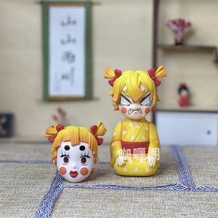 鬼灭之刃坐姿花街善逸炭治郎 手办 模型 车载摆件 盒装