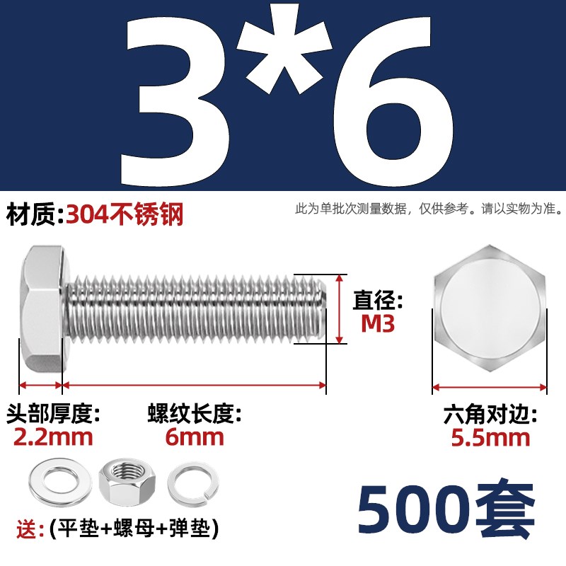 M3-M20外六角螺栓304不锈钢螺丝螺母套装配件大全MR6M8M10加长螺