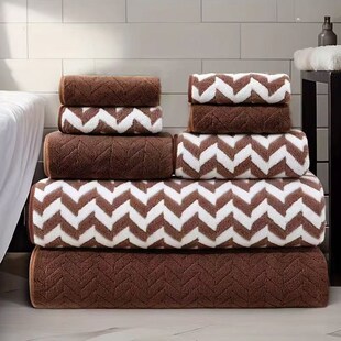 现货素色麦穗毛巾八件套吸水干发加厚商超礼品毛巾浴巾套装