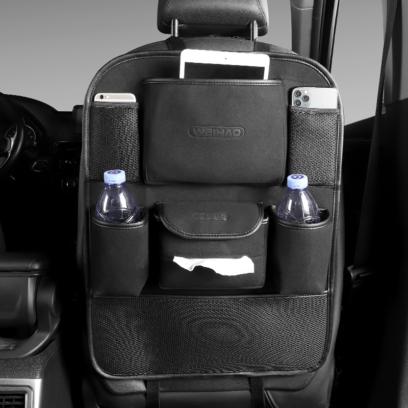 翻毛皮汽车椅背收纳袋挂袋车载椅背置物袋多功能抽纸盒车用纸巾盒