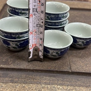 10个装 青花瓷茶杯功夫茶具杯子陶瓷家用杯牡丹花品茶杯子反口杯