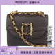 中古85新DIOR迪奥DIORDIRECTION FLAP灰咖色羊皮链条包