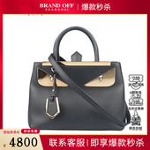 芬迪 MONSTER EYES 中古9新FENDI PETITE 2JOURS黑色牛皮斜挎包