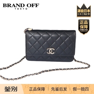 「9.0新」CHANEL(香奈儿)鸳鸯扣经典链条钱包黑色羊皮斜挎包