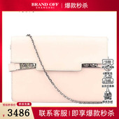 85新DELVAUX德尔沃TEMPETE CLUTCH淡粉牛皮链条钱二手奢侈品包包