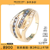 中古95新日本进口商品多层蓝宝石钻石戒指K18黄金52号
