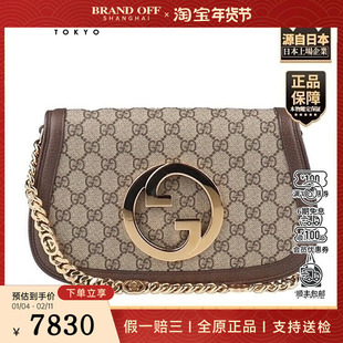中古95新GUCCI(古驰)BLONDIE 肩背包乌木色GG SUPREME斜挎包