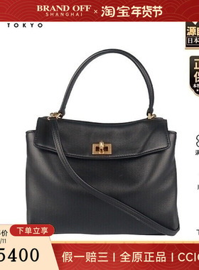 中古9新BALENCIAGA(巴黎世家)RODEO黑色光滑牛皮迷你单肩包